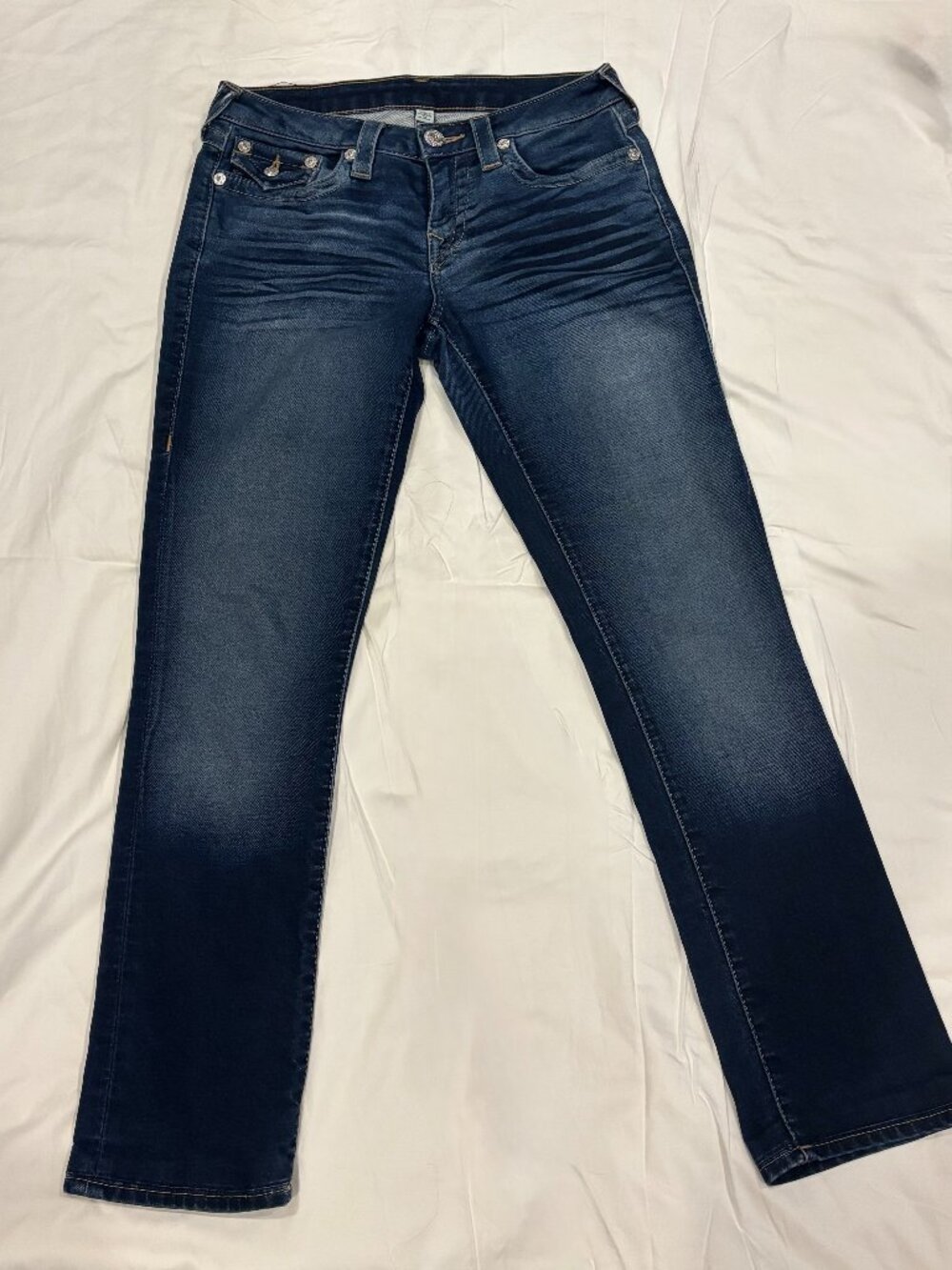 True Religion Slim Straight Size 28 Denim Jeans Flap Pockets